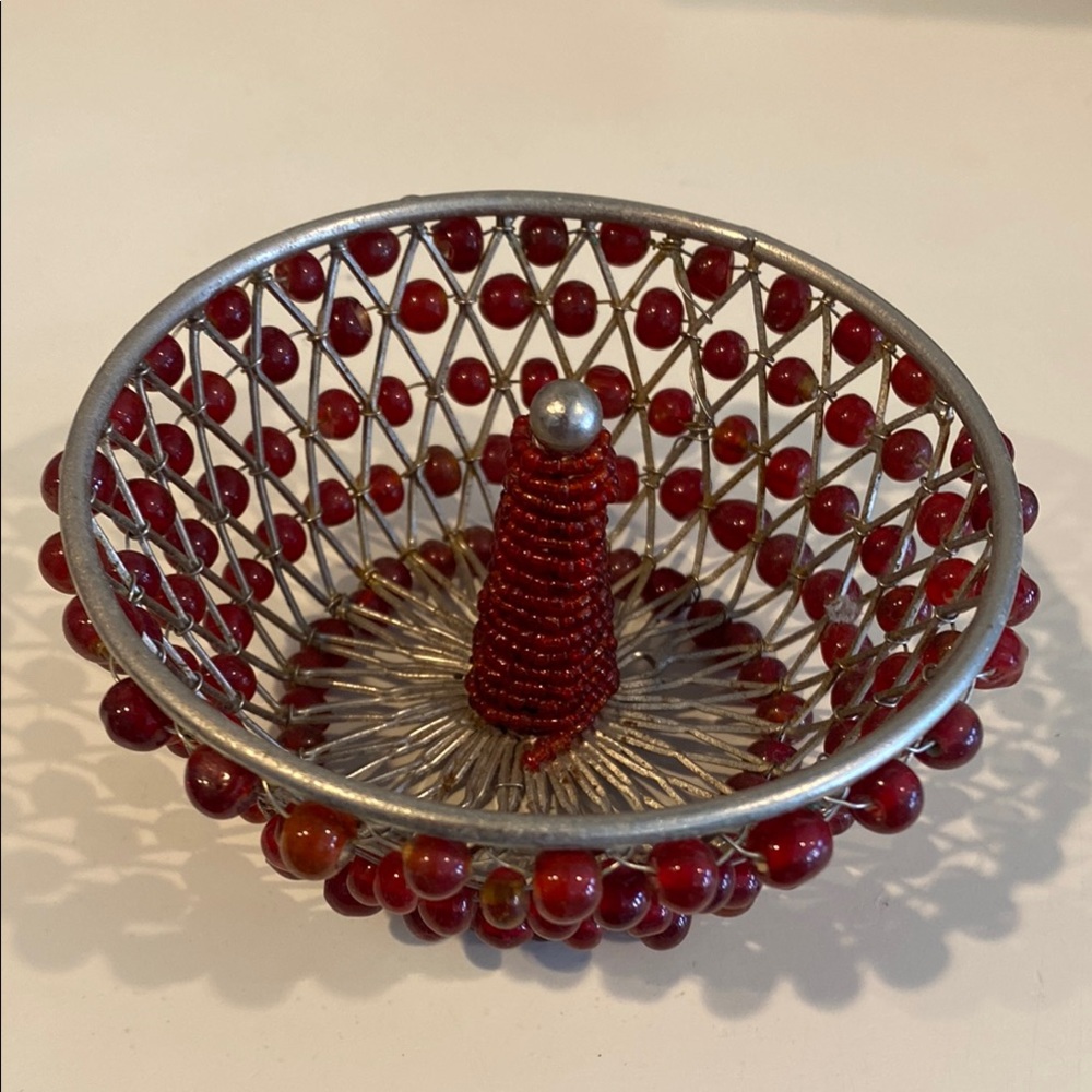 Red and Silver Decorative Bowl